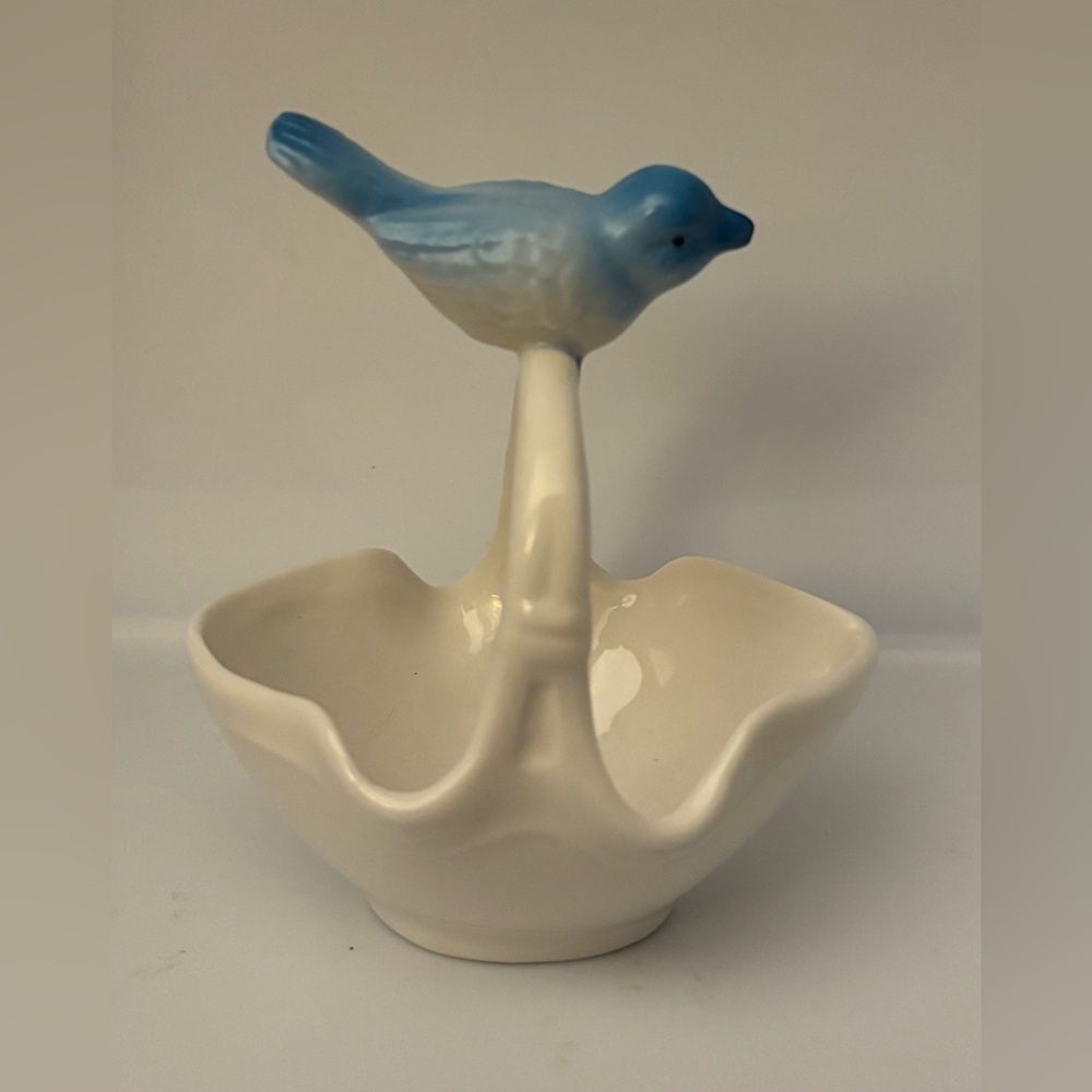 Gracie China Blue Bird Sitting on a Basket Figurine
